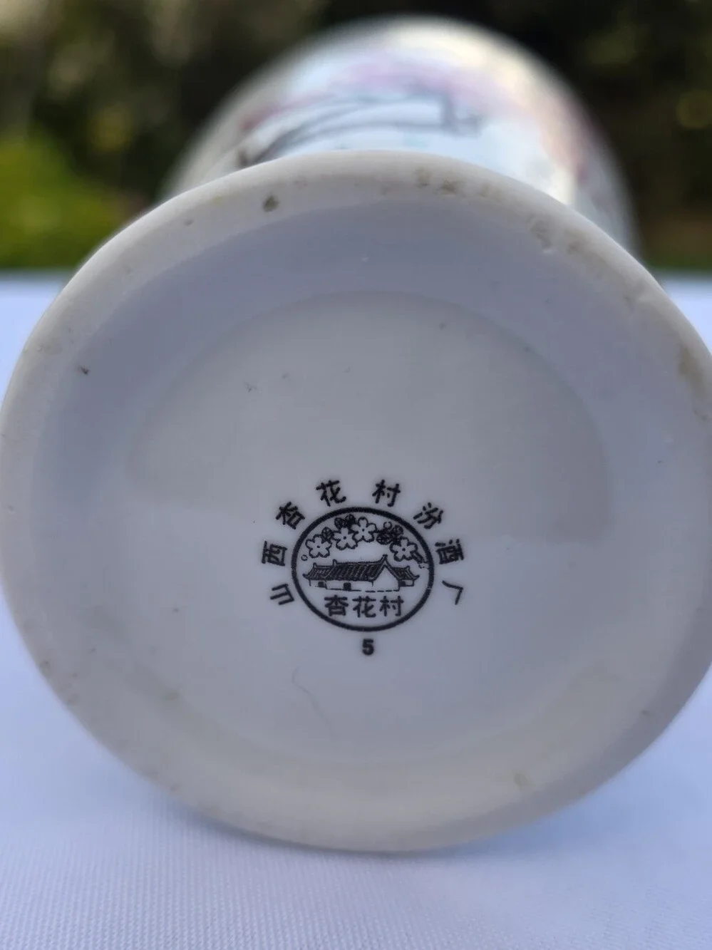 Chinese Xinghuacun Porcelain Plum Blossom Calligraphy Vase Wine Bottle